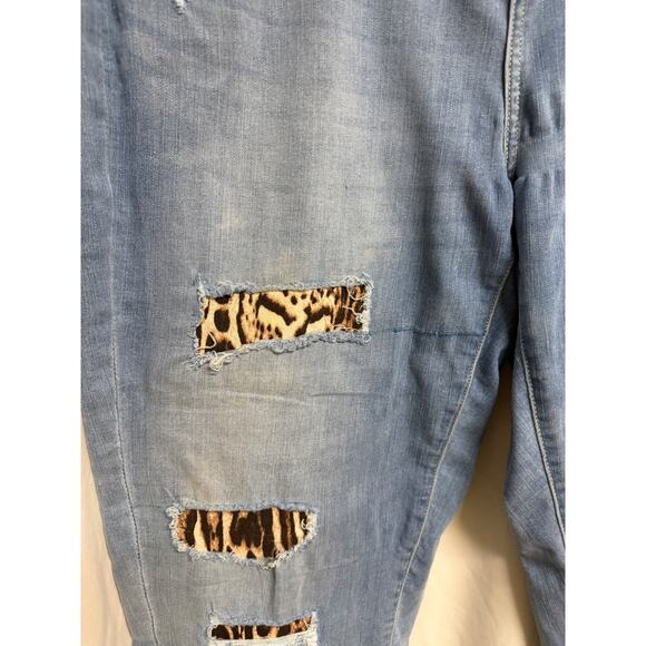 INC International Concepts Ankle Jeans Size 16W Stretch Distress Leopard EUC - Picture 3 of 10